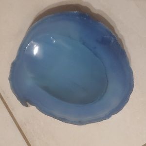 Geode Slice Blue Agate Polished Stone Trinket Dish Ashtray